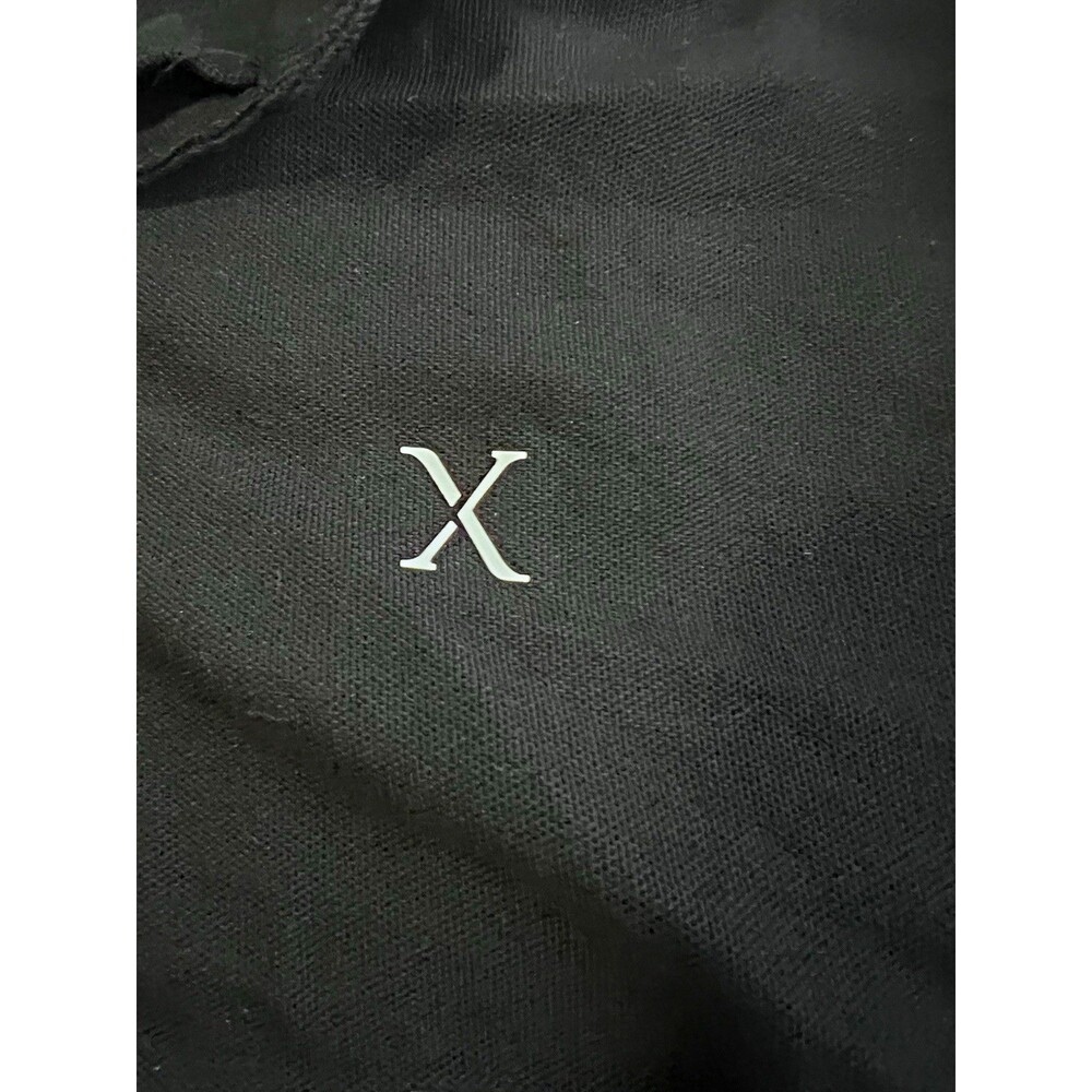 Express Men’s Polo Shirt M Black Cotton Knit Short Sleeve Spread Collar X Logo
